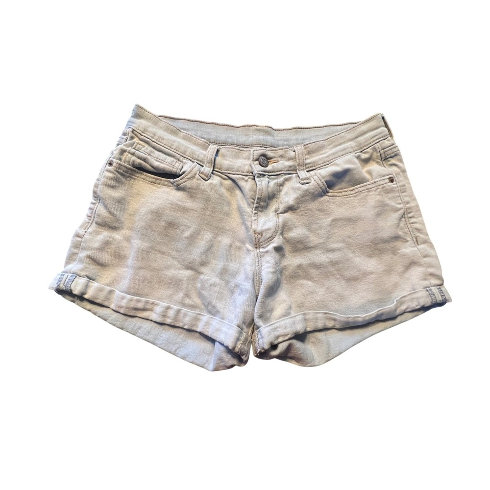 Old Navy Womens Size 4 Light Wash Denim Shorts Cuffed Mid Rise Stretch Blue